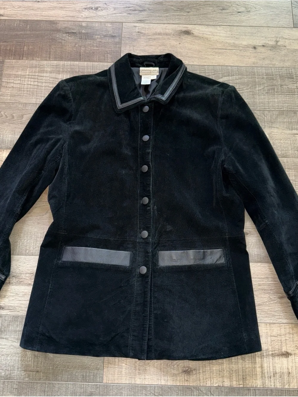 Coldwater Creek Black Suede Jacket with Leather Trim men’s medium